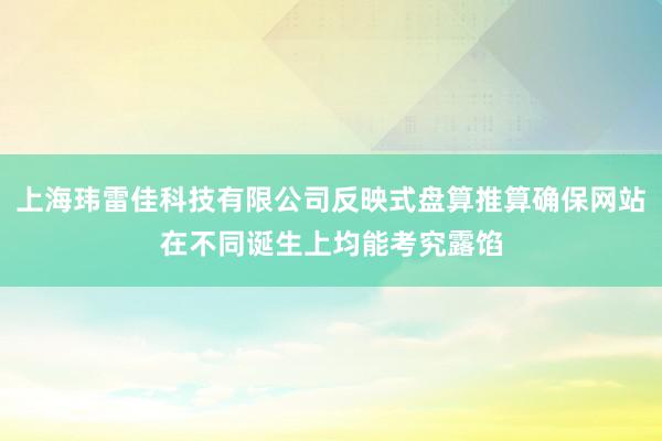 上海玮雷佳科技有限公司反映式盘算推算确保网站在不同诞生上均能考究露馅